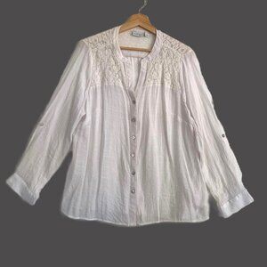 Kim Rogers 1X Long Sleeve Button Down Blouse